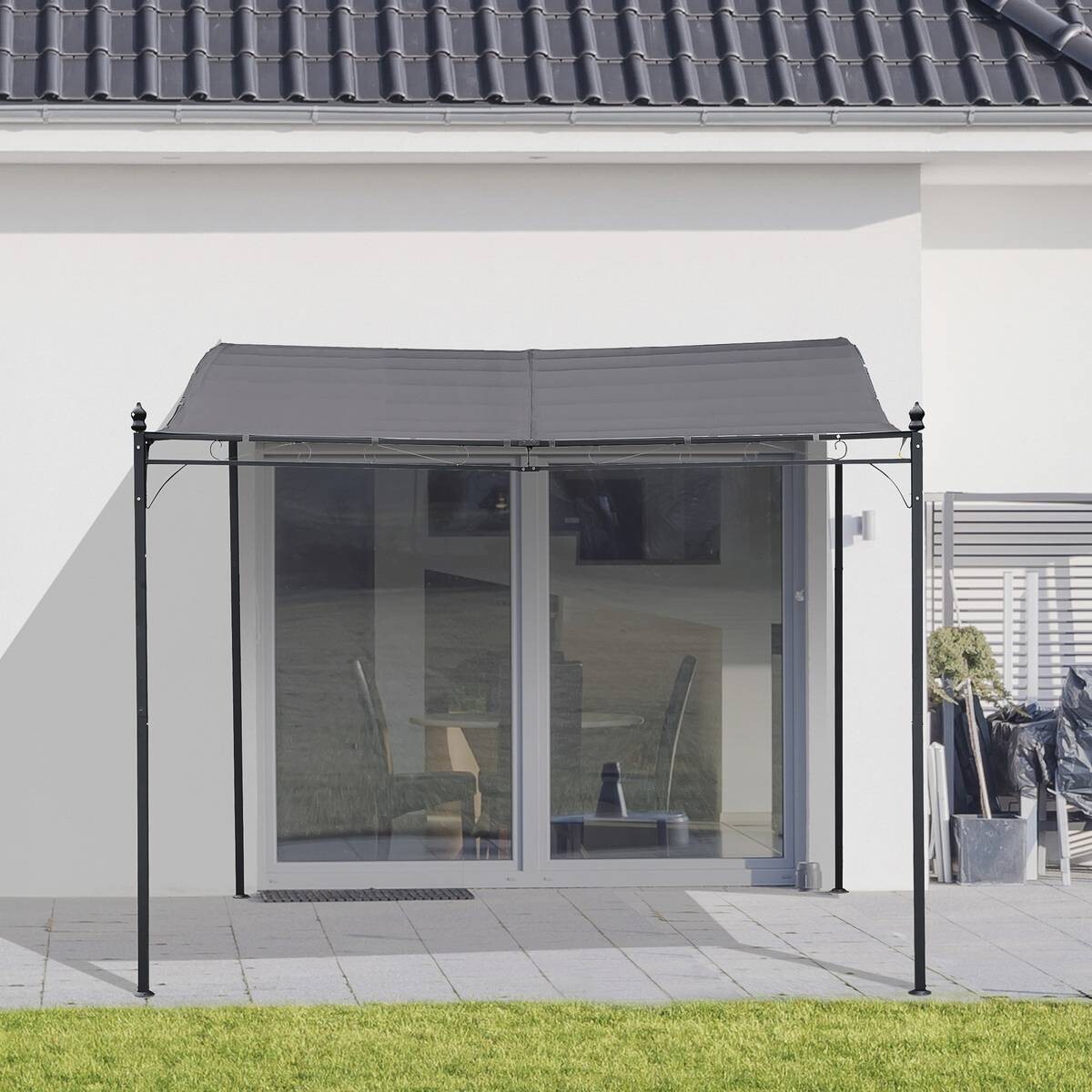 Outsunny Gartenpavillon grauschwarz Metall B/L: ca. 297x297 cm