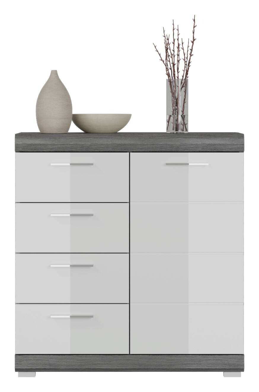 Kommode SCOUT Rauchsilber Nachbildung weiß Hochglanz B/H/T: ca. 80x85x37 cm