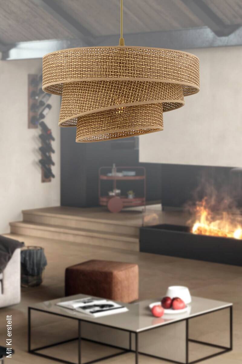 Opviq Pendelleuchte Couper beige Baumwolle Metall B/H/L: ca. 40x72x40 cm E27 1 Brennstellen