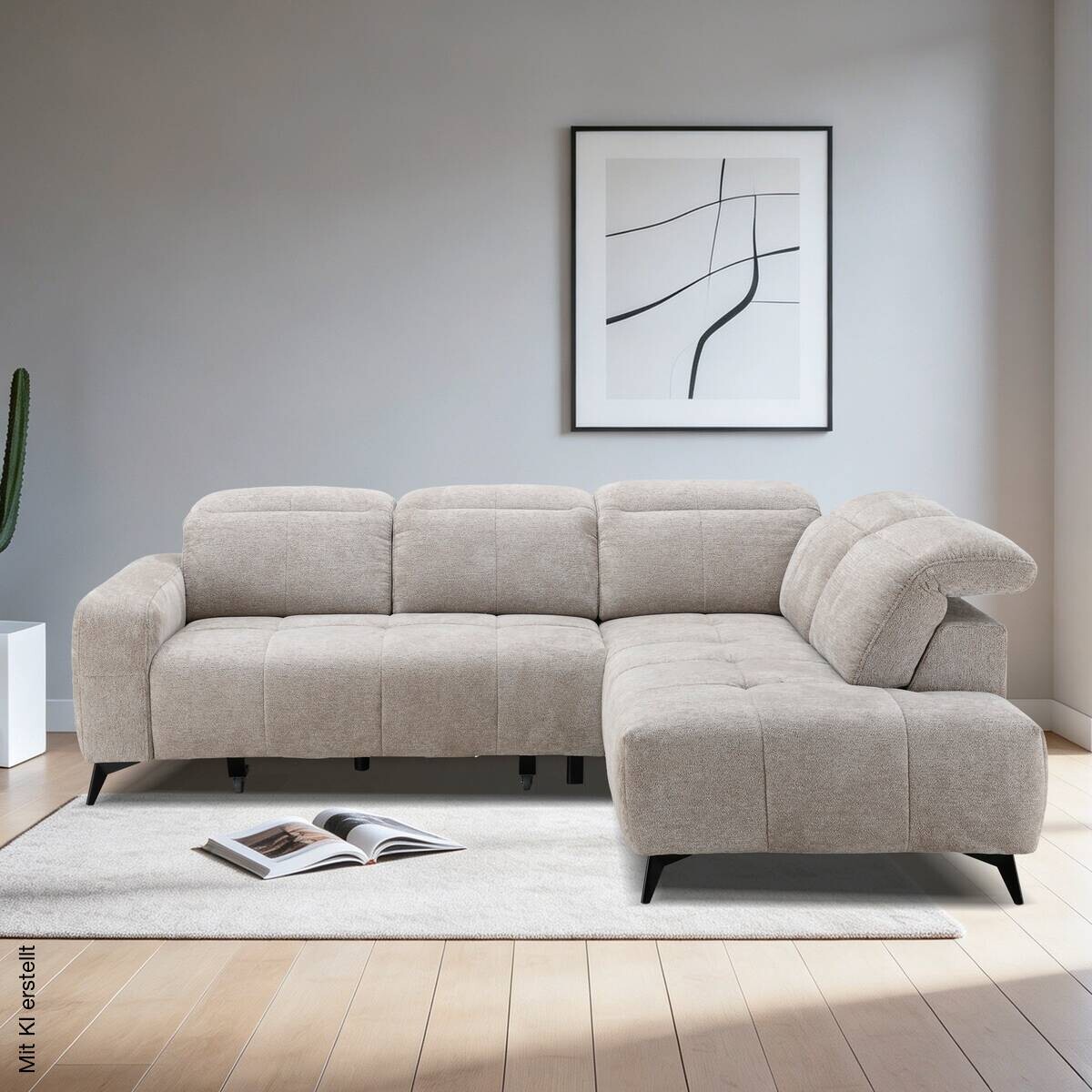 Ecksofa beige B/H/T: ca. 258x83x205 cm