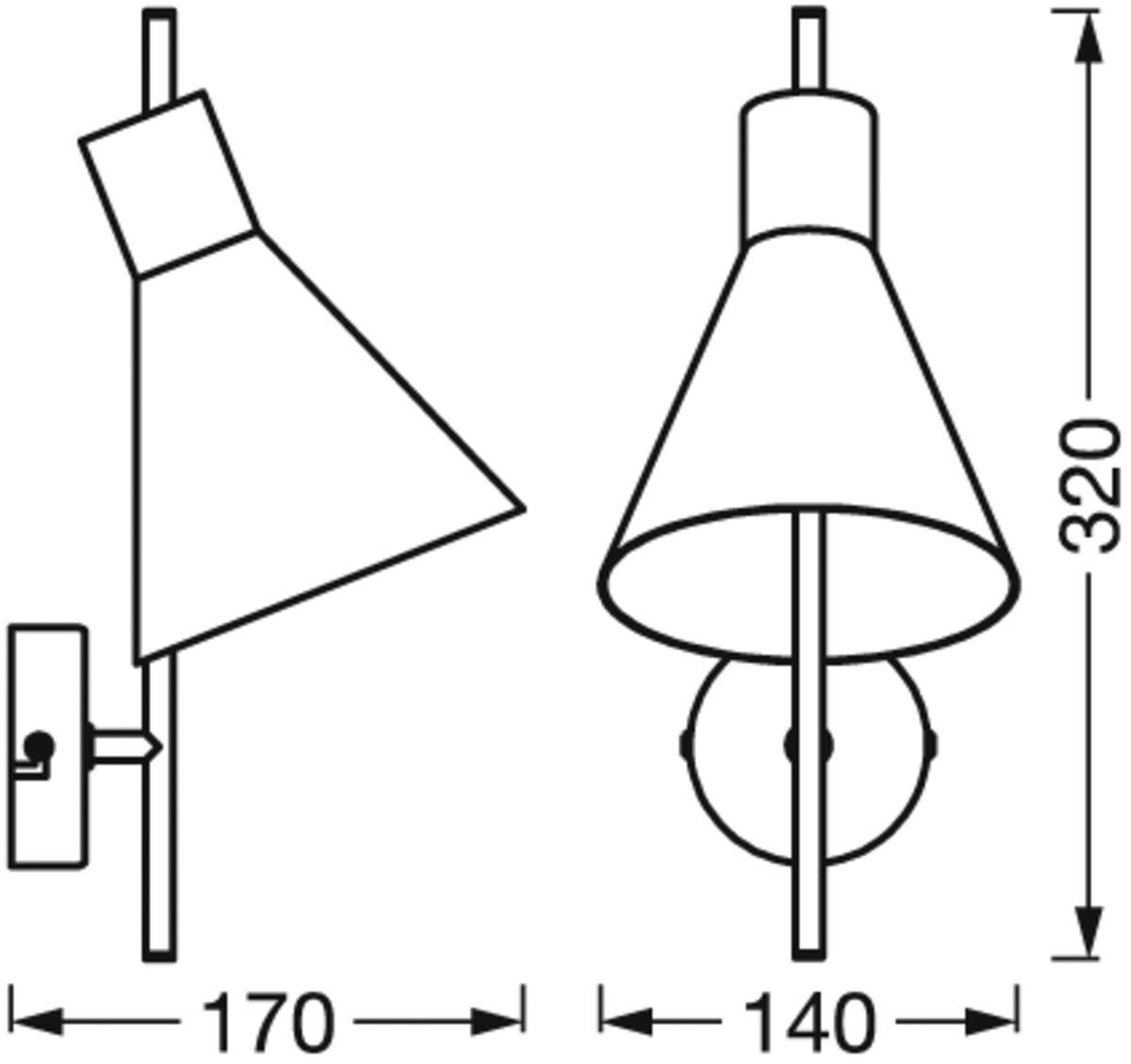 LEDVANCE Wandleuchte Tokio schwarz Metall B/H/L: ca. 14x32x17 cm