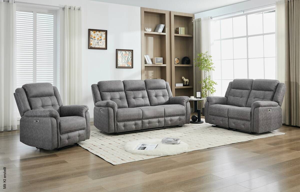 Sofa Philip grau Microfaser B/H/T: ca. 208x103x95 cm