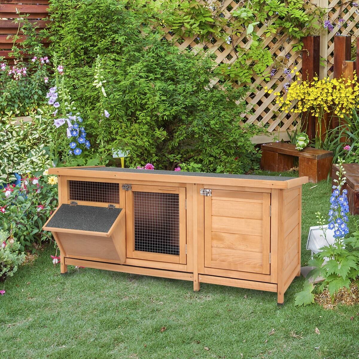 PawHut Kleintierstall natur Holz B/H/L: ca. 50x54x112 cm