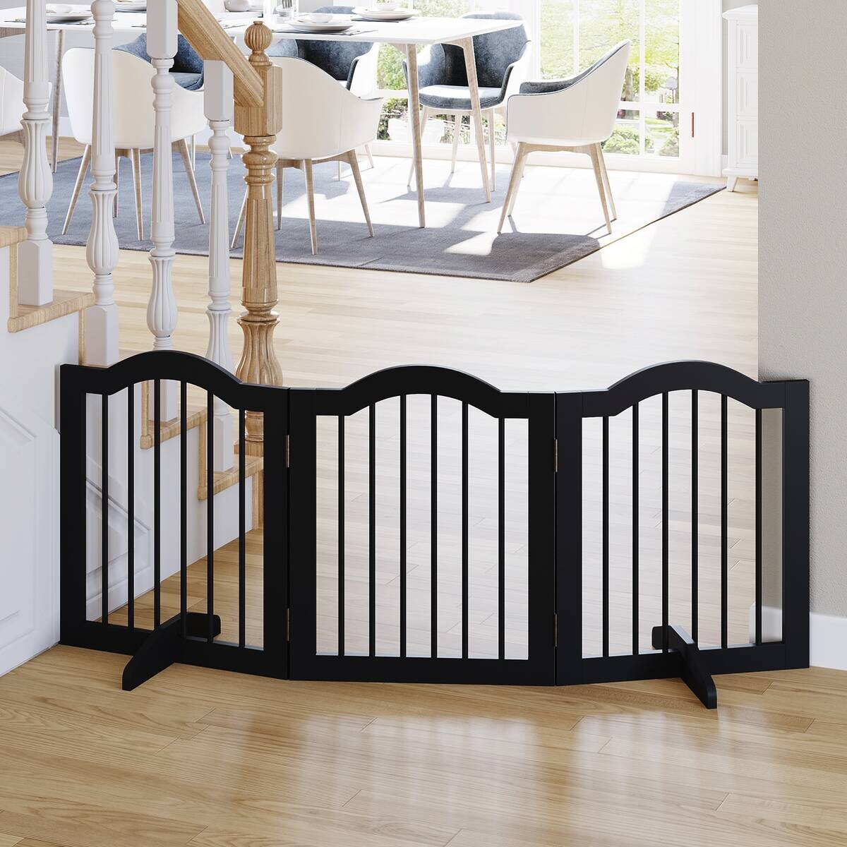 PawHut Hunde-Schutzgitter schwarz Polypropylen B/H/L: ca. 29,5x154,5x61 cm