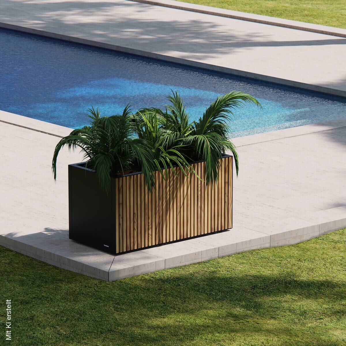 Herstera Garden Pflanzkübel Deco Planter schwarz Metall B/H/L: ca. 100x50x50 cm