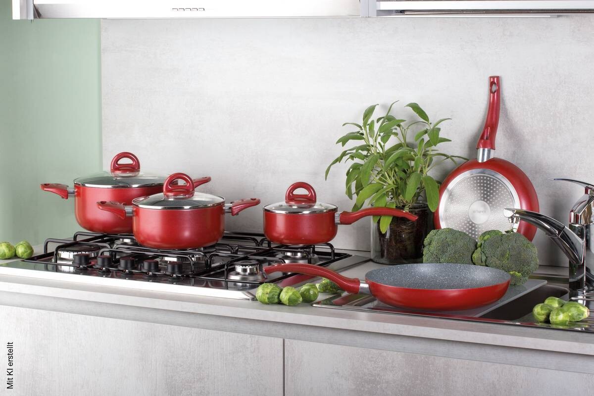 TOGNANA Topfset rot Aluminium 8 tlg.