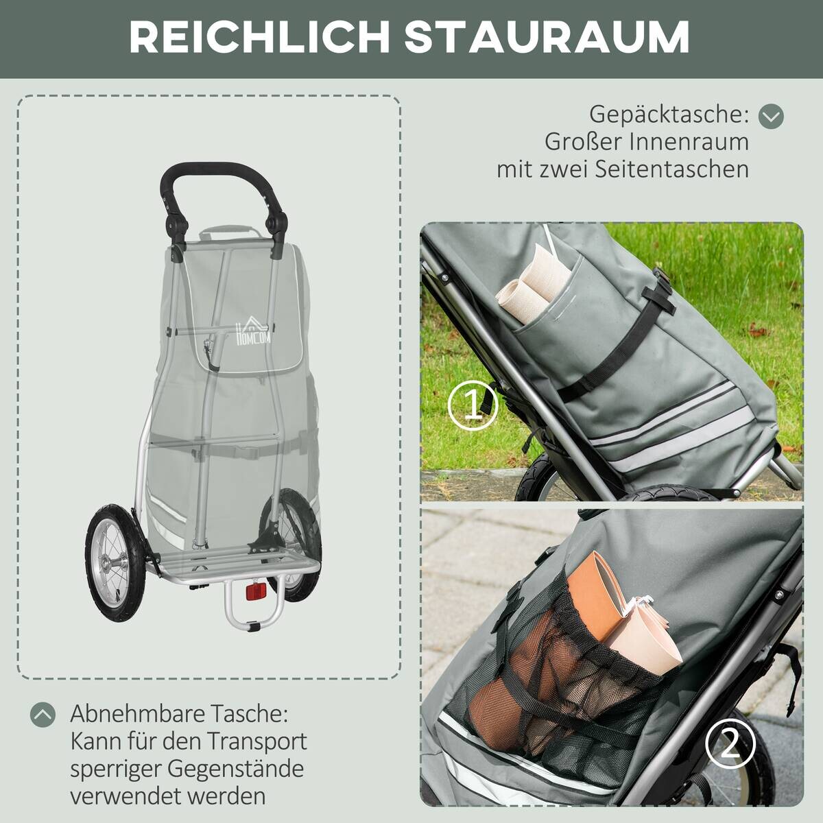 HOMCOM Fahrradanhänger silber silber B/H/L: ca. 43x53x110 cm