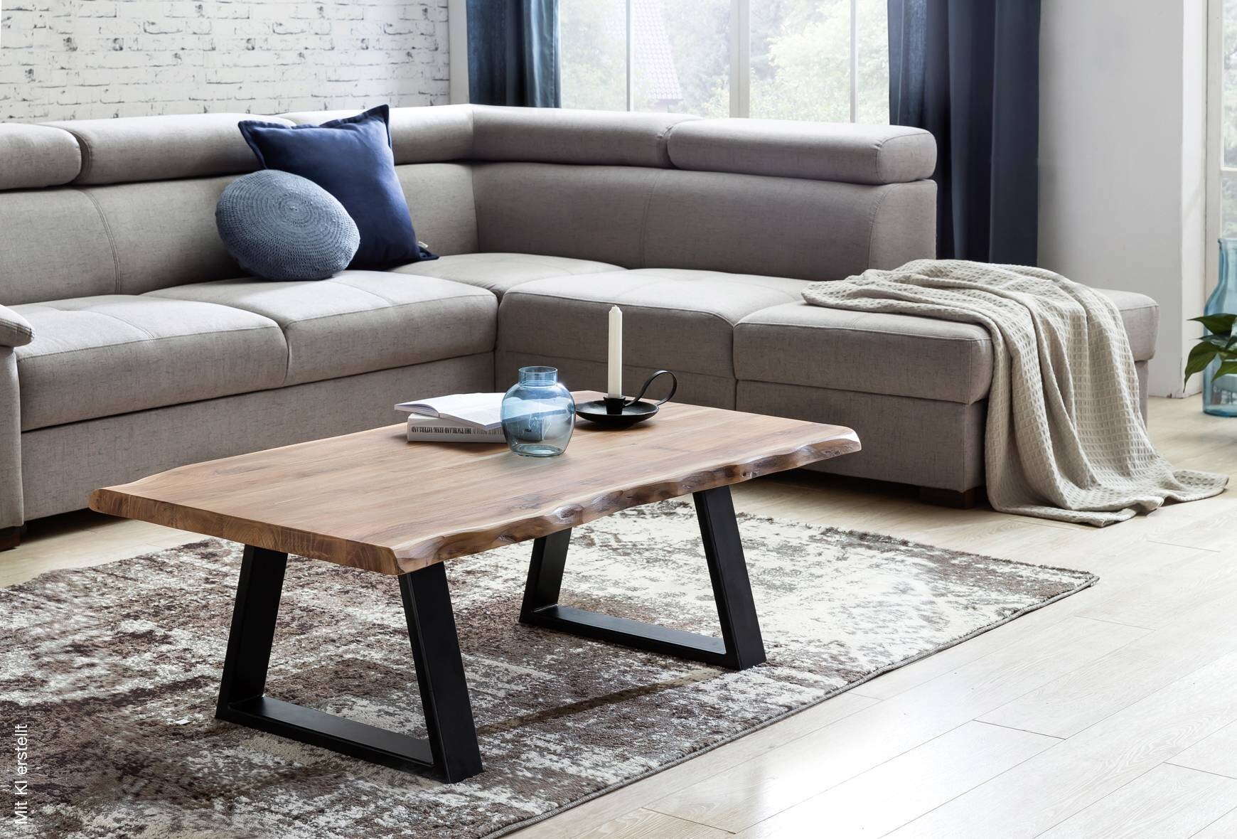Couchtisch natur schwarz B/H/T: ca. 115x40x61 cm