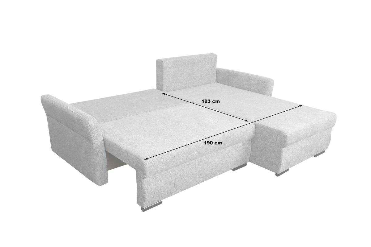 Ecksofa mit Bettfunktion und Bettkasten grau Webstoff B/H/T: ca. 218x90x168 cm