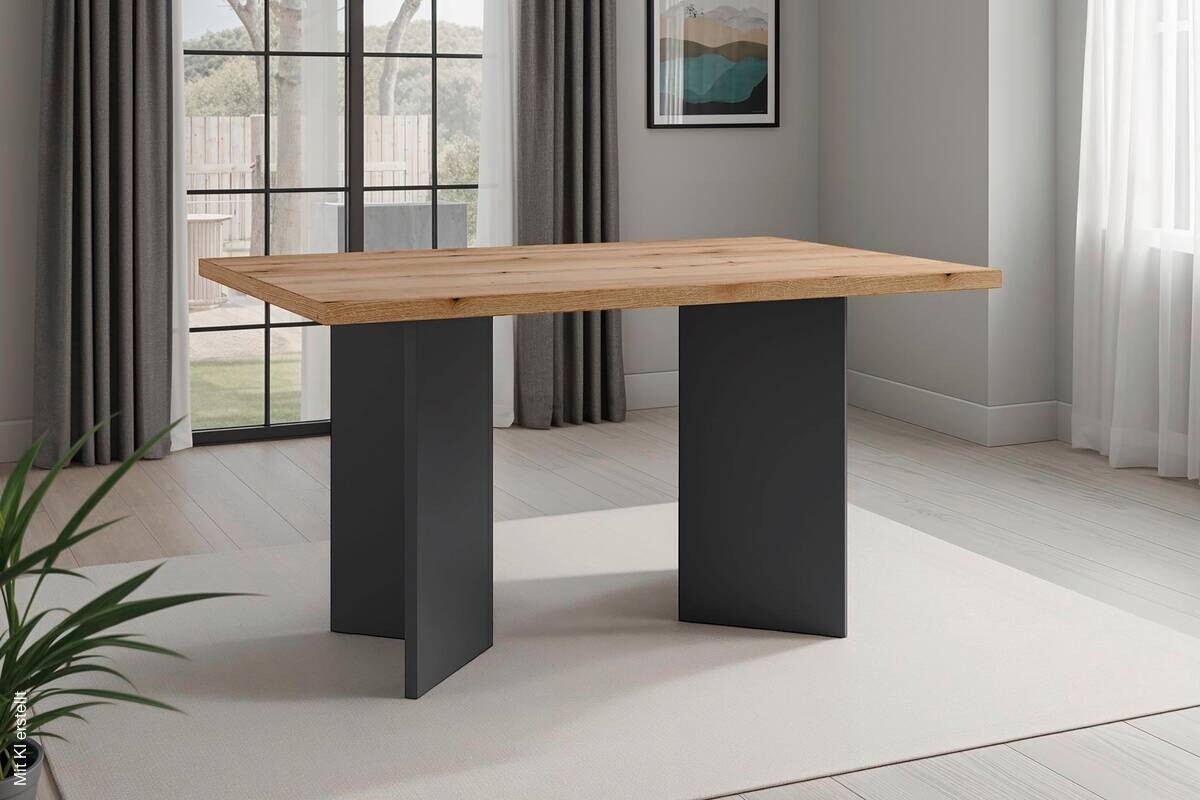 Tisch MARTEN Eiche Nachbildung anthrazit B/H/T: ca. 138x75,5x90 cm