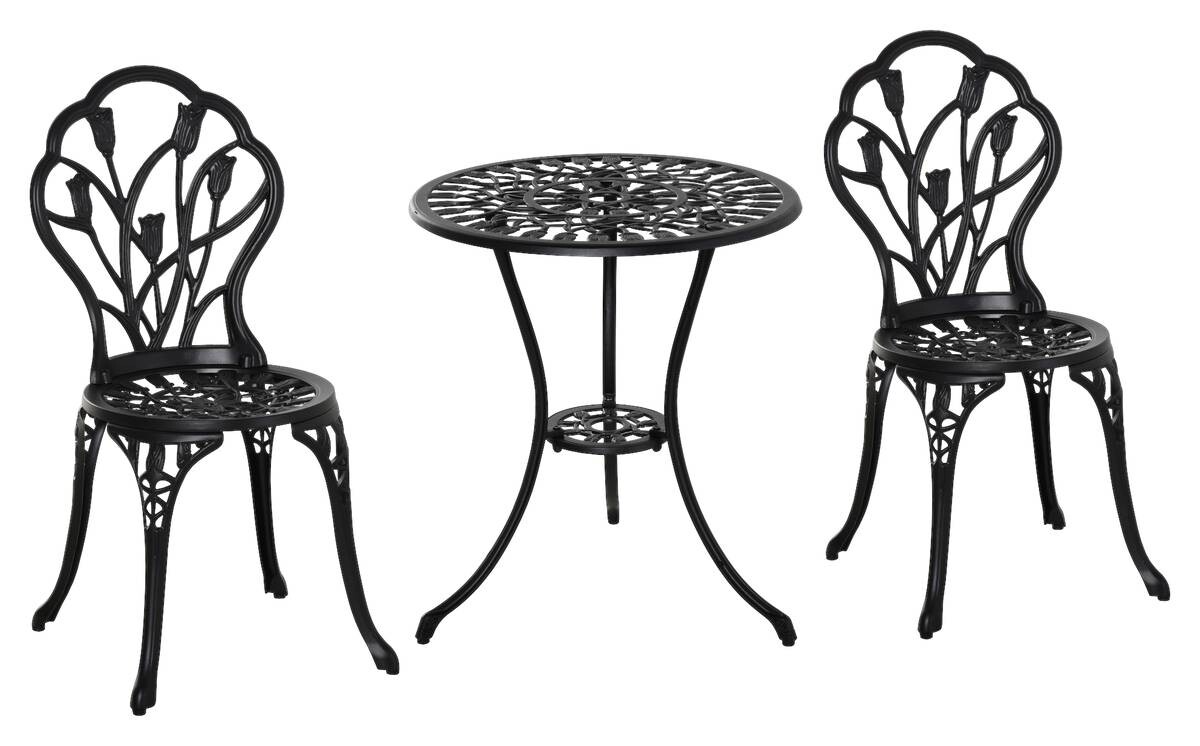 Outsunny Bistro-Set schwarz Aluminium B/H/L: ca. 60x67x60 cm
