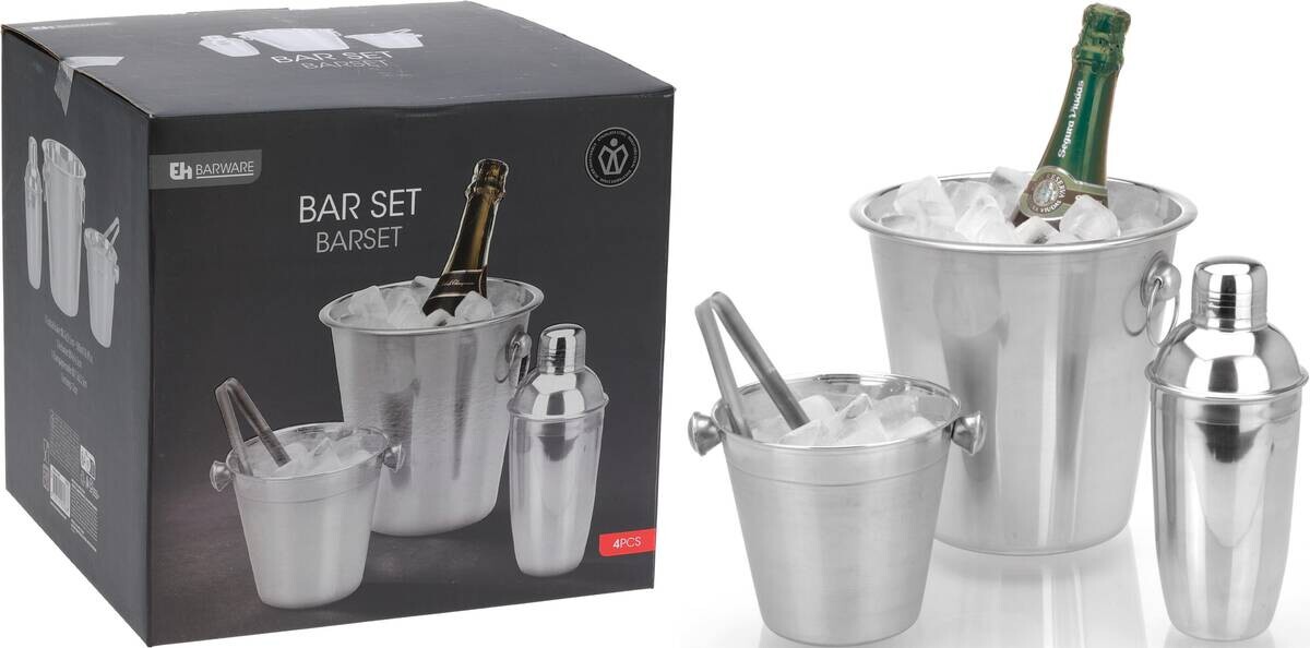 EH Barware Cocktail-Shaker Set silber Edelstahl B/H/L: ca. 22,5x22,5x22 cm