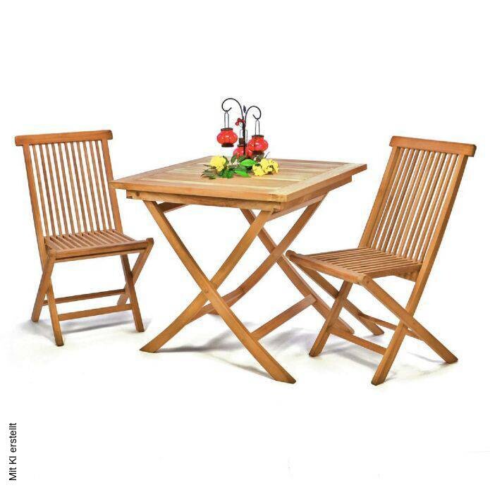VCM Balkontisch braun Teakholz B/H/T: ca. 80x75x80 cm