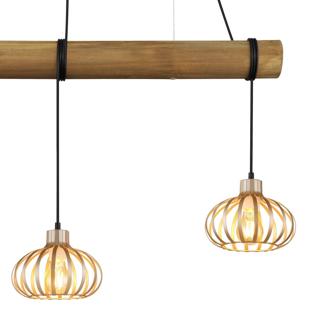 GLOBO Pendelleuchte CALDWELL Cappuccino Metall B/H/T: ca. 2x150x1 cm E27 3 Brennstellen