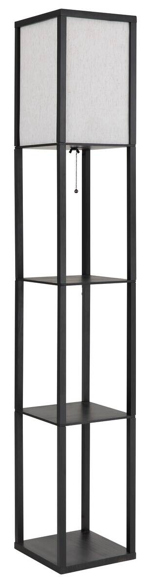 GLOBO Stehlampe natur schwarz PVC Holz Textil B/H/L: ca. 26x159x26 cm E27 1 Brennstellen