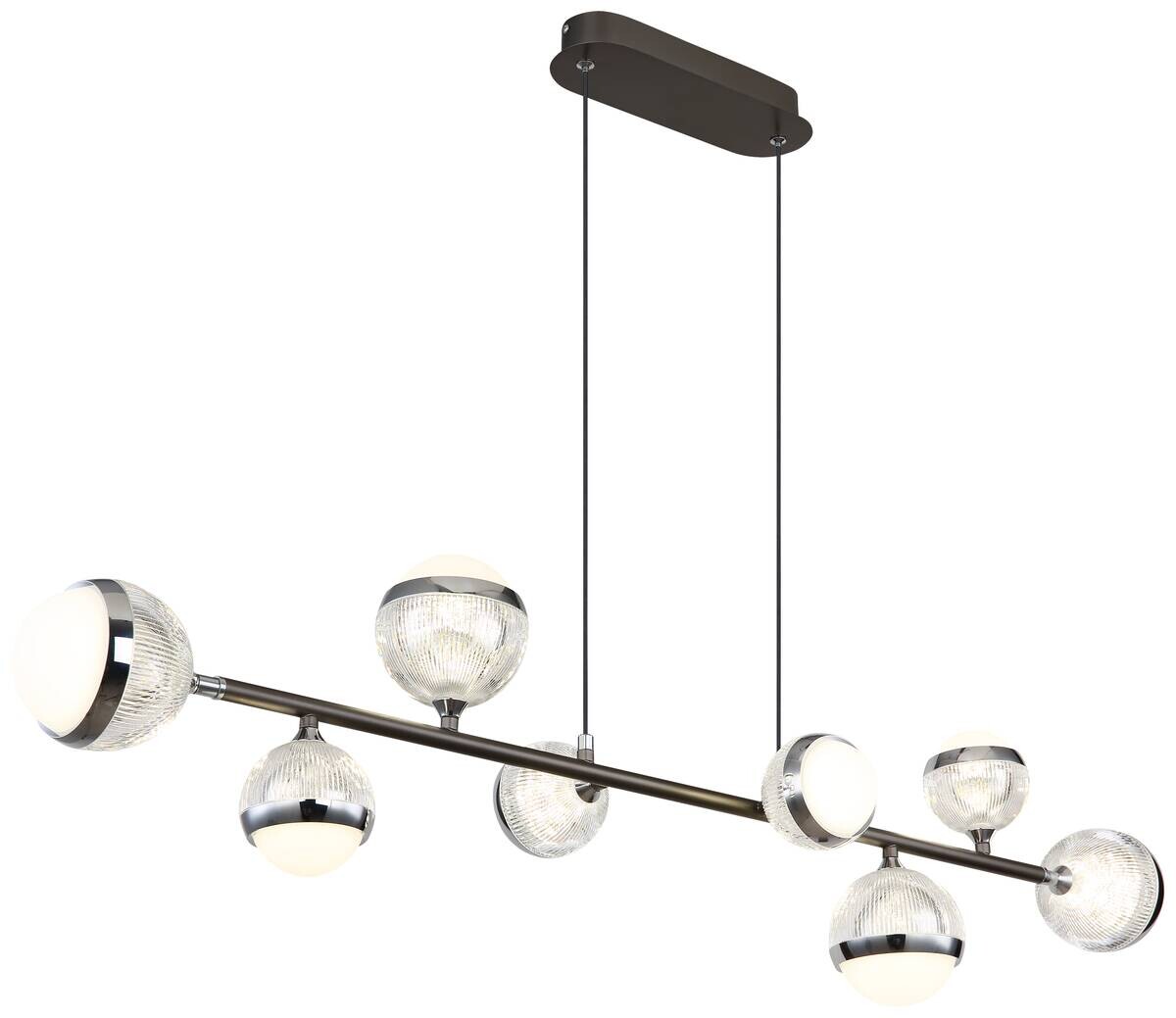 GLOBO LED-Pendelleuchte transparent Chrom titanfarbig Acryl Aluminium Metall B/H/T: ca. 24x120x109 cm