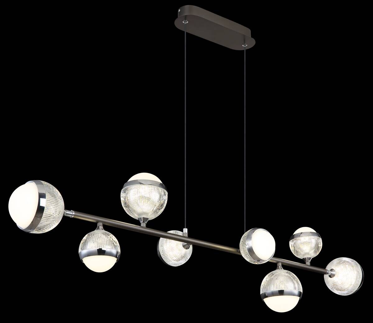 GLOBO LED-Pendelleuchte transparent Chrom titanfarbig Acryl Aluminium Metall B/H/T: ca. 24x120x109 cm