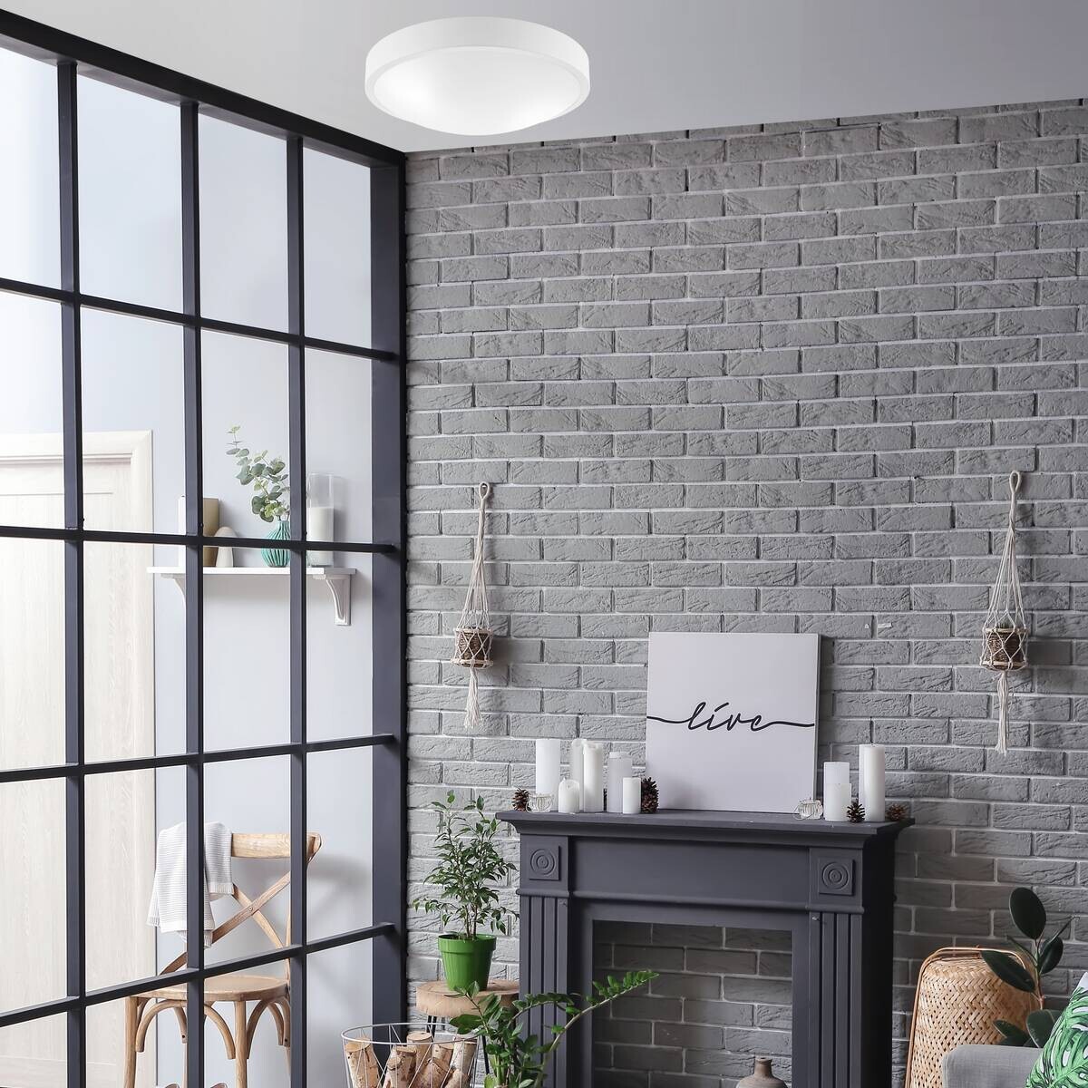 Lamkur Deckenleuchte weiß Stahl Glas B/H/L: ca. 37x8x37 cm E27 2 Brennstellen