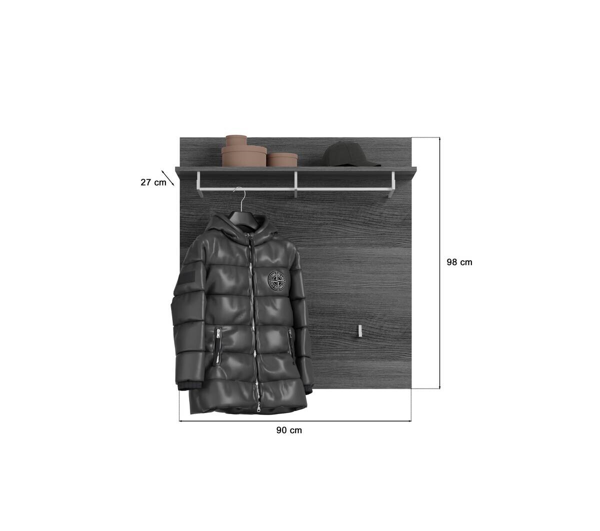 Garderobenpaneel SCOUT Rauchsilber Nachbildung B/H/T: ca. 90x98x27 cm