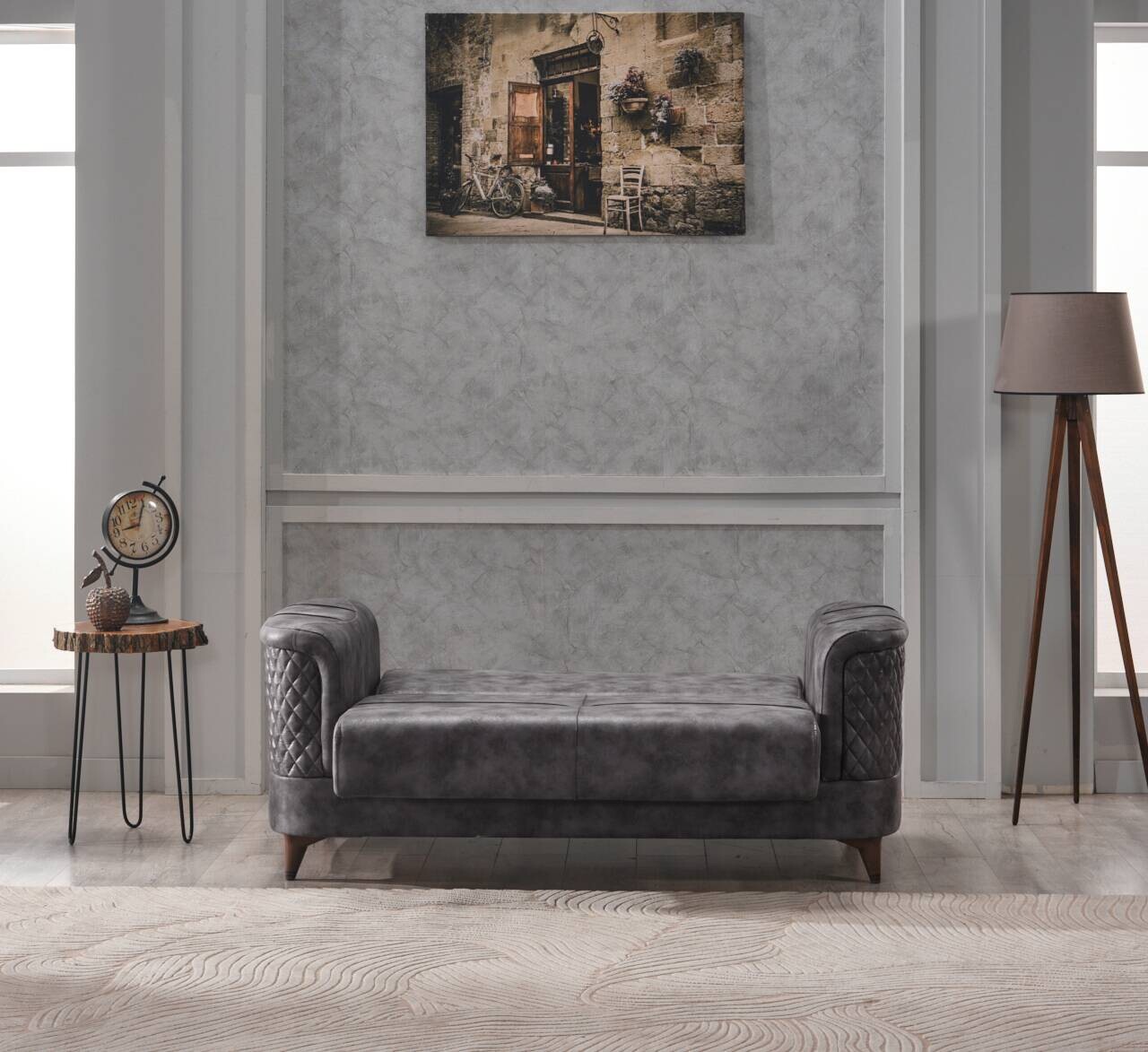 Sofa anthrazit Microfaser B/H/T: ca. 170x83x104 cm