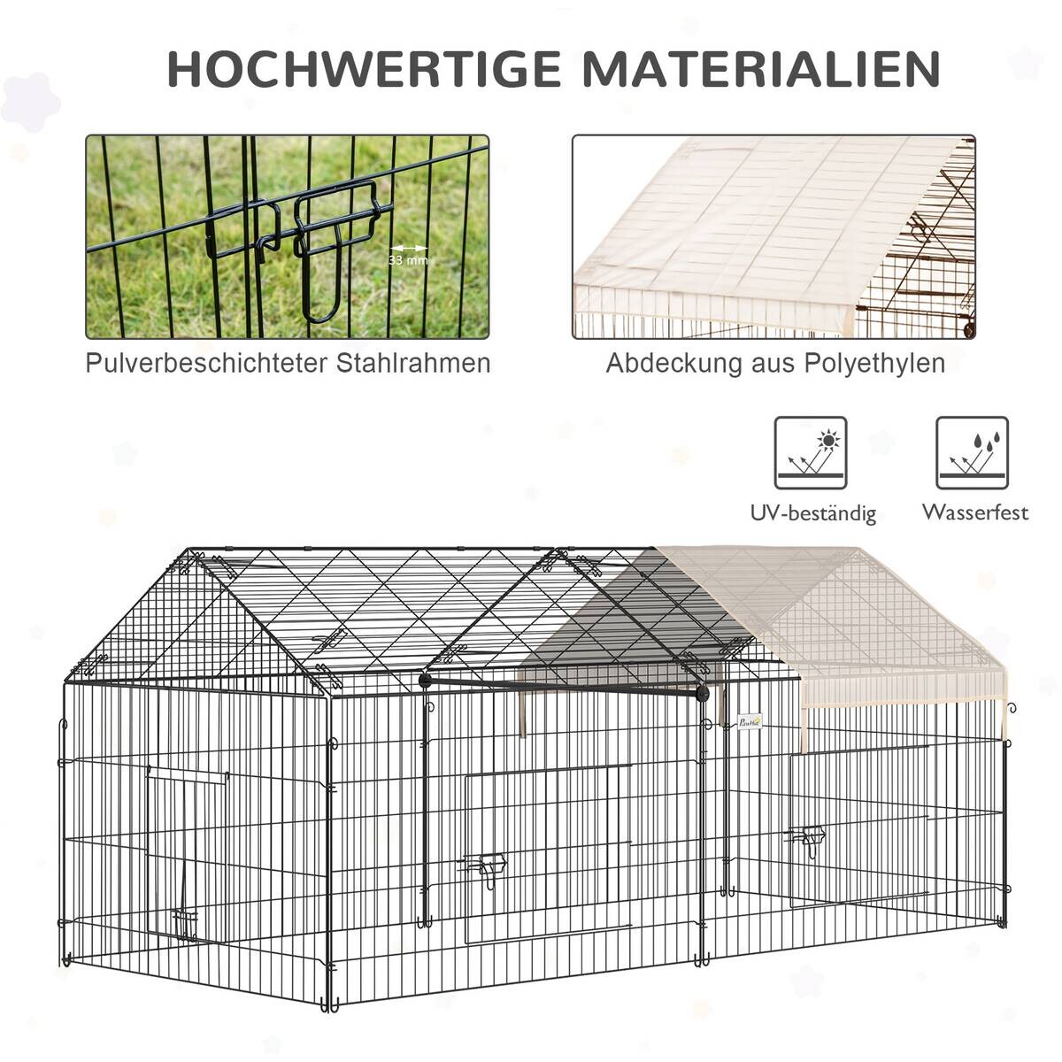 PawHut Gehege schwarz Edelstahl B/H/L: ca. 103x220x103 cm