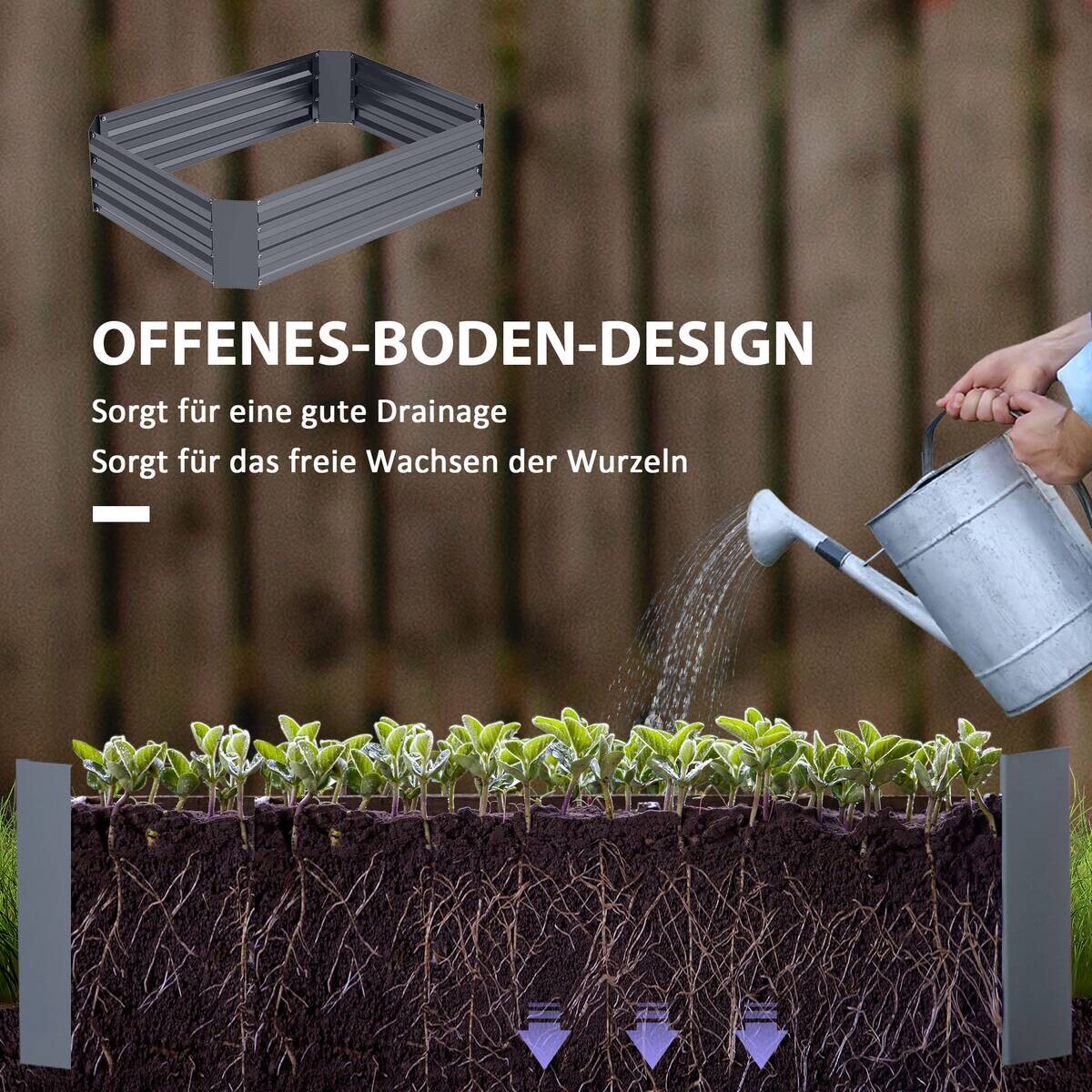 Outsunny Hochbeet dunkelgrau Stahl B/H/L: ca. 90x30x120 cm