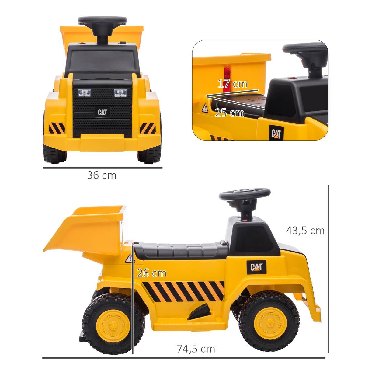 HOMCOM Elektro Kindertraktor gelb B/H/L: ca. 36x74,5x43,5 cm