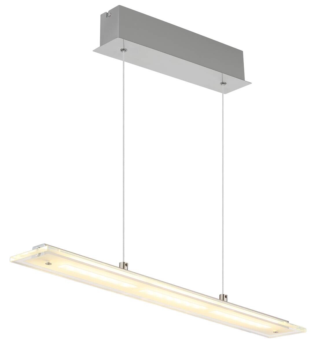 GLOBO Pendelleuchte nickel matt klar Metall Glas B/H/L: ca. 9x150x64 cm 1.0 Brennstellen