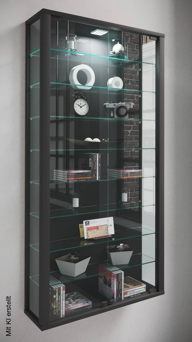 Vitrine Vitrosa Maxi schwarz Holzwerkstoff Glas B/H/T: ca. 59x113x18 cm