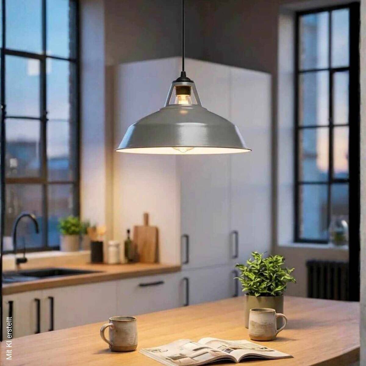 Opviq Pendelleuchte grau B/H/T: ca. 31x100x31 cm E27 1 Brennstellen