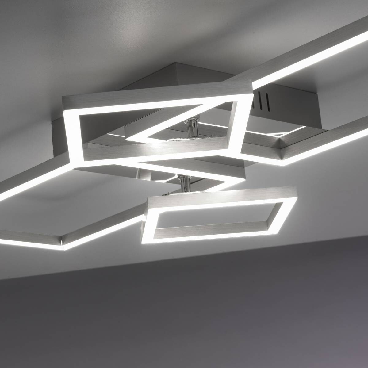 Just Light Deckenleuchte 14030-55 Iven stahlfarbig Kunststoff Eisen Aluminium B/H/L: ca. 34x7x65 cm