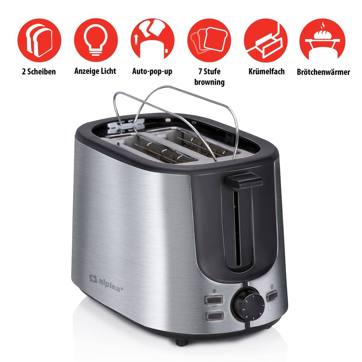 alpina Toastautomat silber Edelstahl