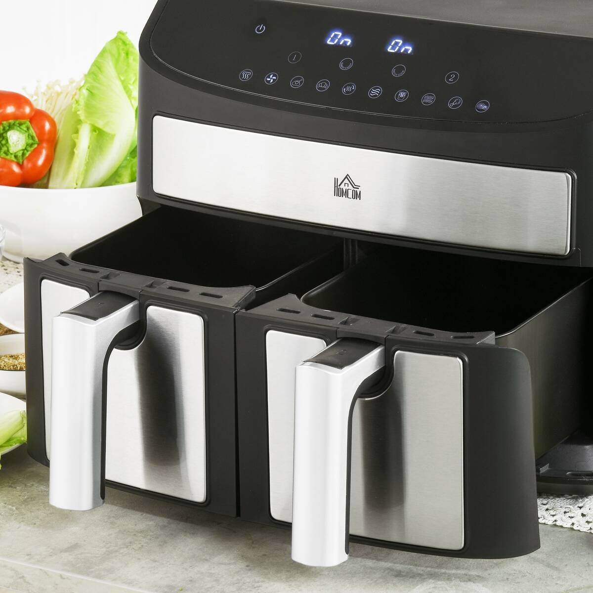 HOMCOM Heißluftfritteuse 800-174V90BK schwarz Kunststoff B/H/L: ca. 36,3x38,8x31,1 cm ca. 8 l