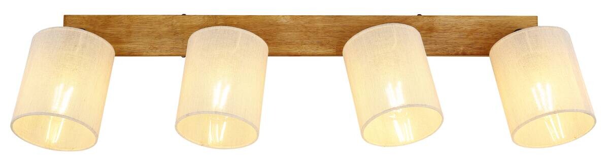 GLOBO Spot JULE braun Leinen Holz B/H/T: ca. 13x24x79,5 cm E27 4 Brennstellen