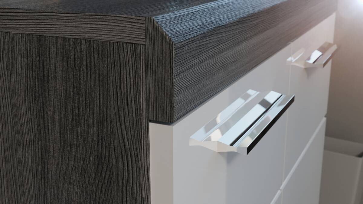 Kommode SCOUT Rauchsilber Nachbildung weiß Hochglanz B/H/T: ca. 60x85x37 cm