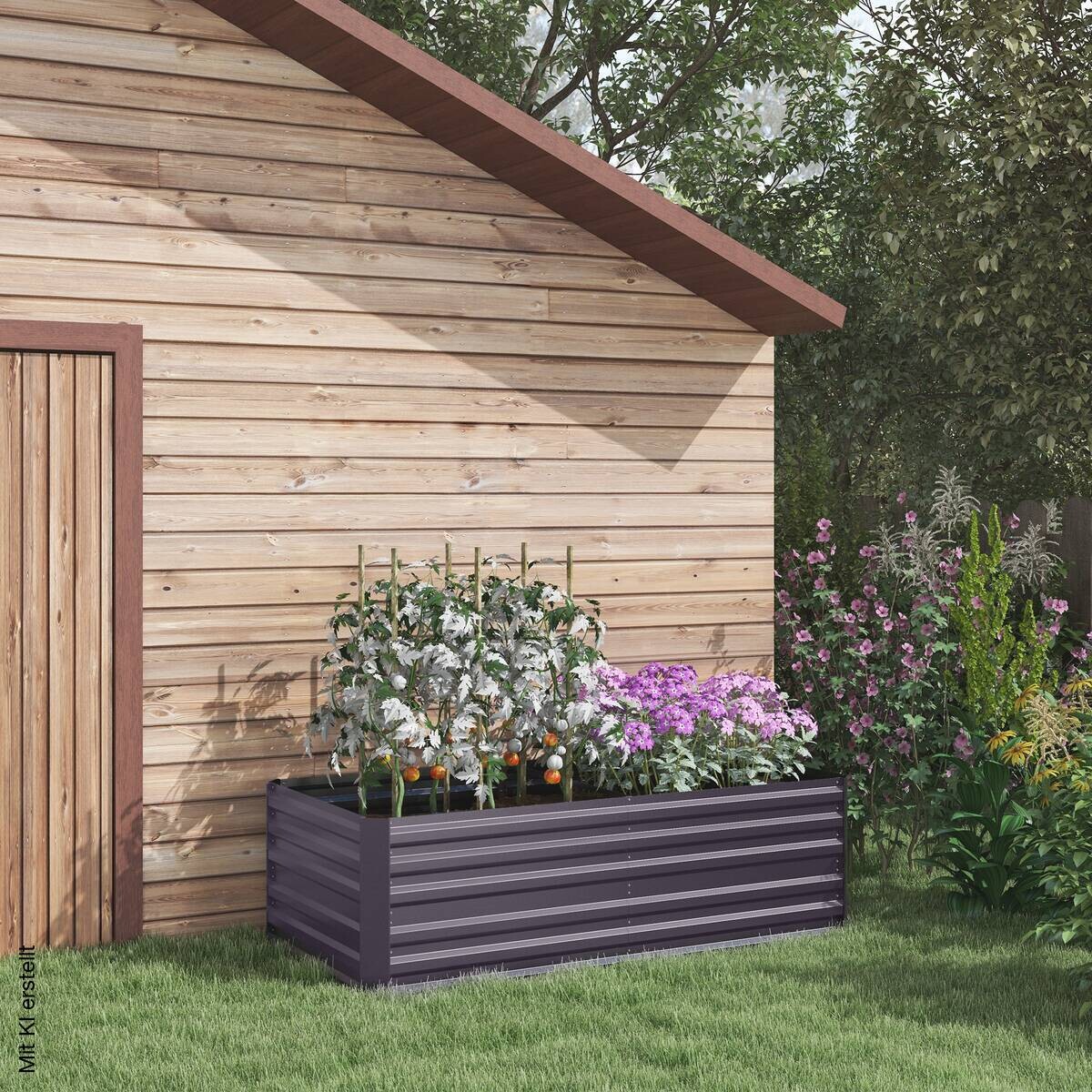 Outsunny Hochbeet dunkelgrau Stahl B/H/L: ca. 90x59x180 cm