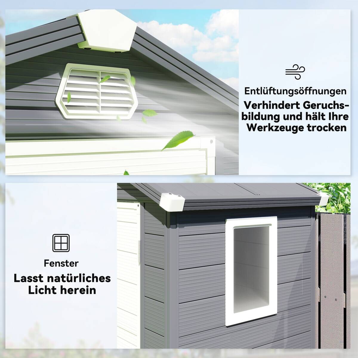 Outsunny Gartenhaus dunkelgrau B/H/T/L: ca. 102x208x102x133 cm