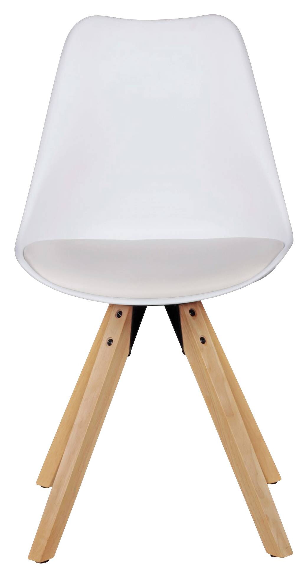 Stuhl 2er-Set weiß natur Kunststoff Echtholz Kunstleder B/H/T: ca. 52x87x49 cm