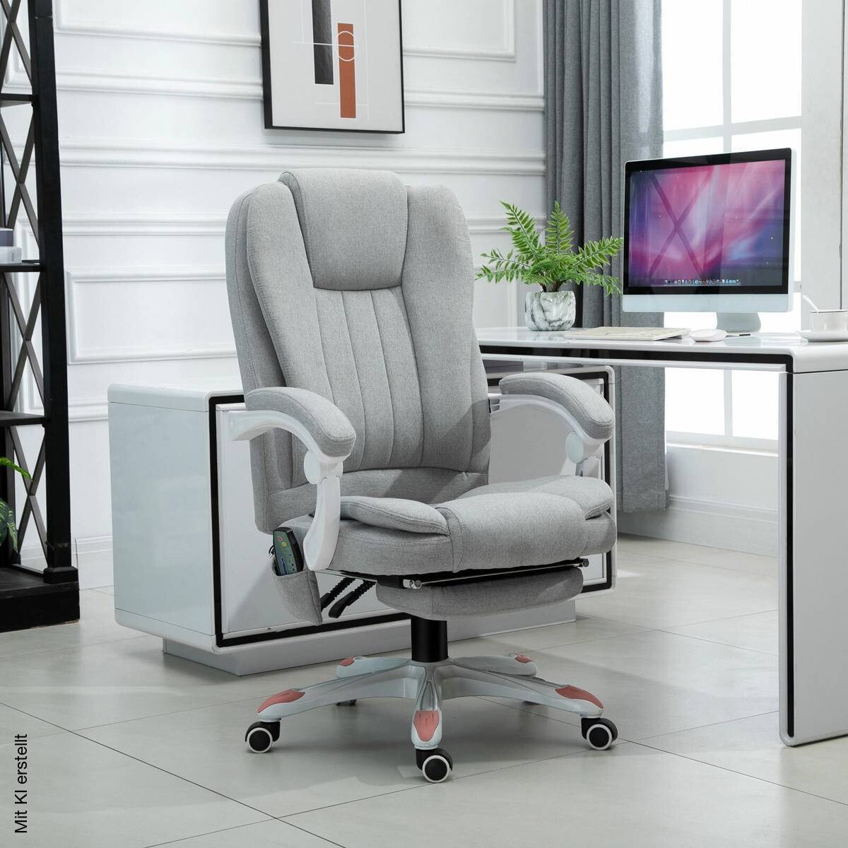 Vinsetto Massagestuhl MH921-272 grau Polyester-Mischgewebe Schaumstoff Nylon B/H/L: ca. 66x115x63 cm