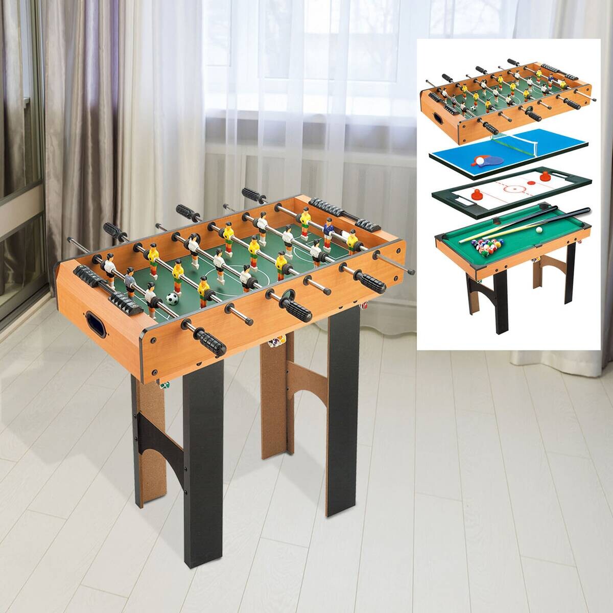 HOMCOM Multispieltisch schwarz MDF B/H/L: ca. 43x73x87 cm