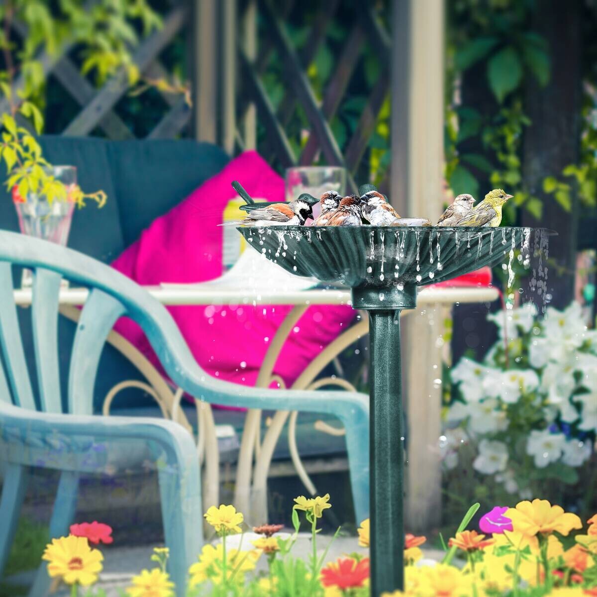 Outsunny Vogeltränke dunkelgrün Kunststoff B/H/L: ca. 38x81x49,5 cm