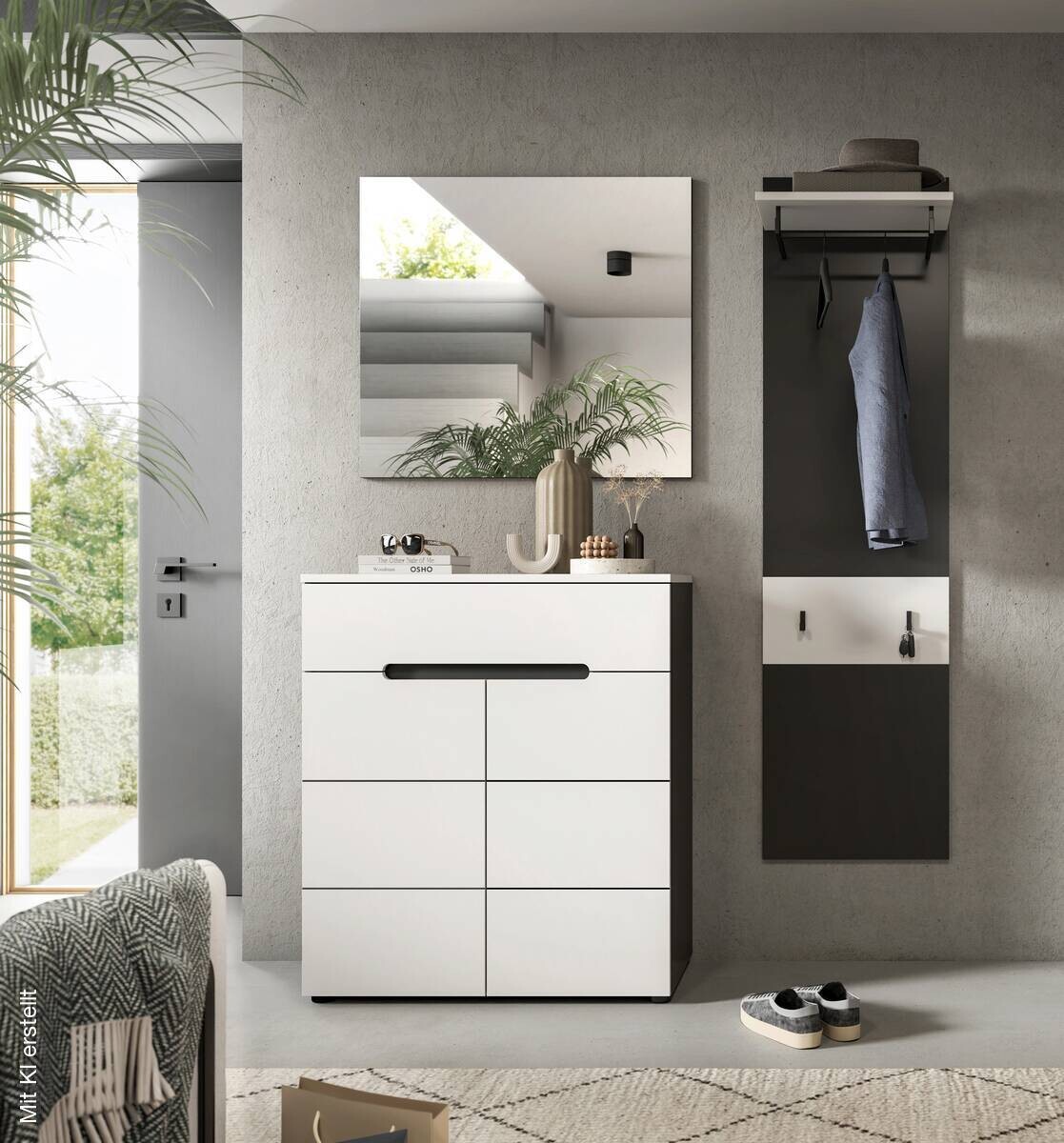 Garderobe Canu basaltgrau Nachbildung weiß B/H/T: ca. 140x190x37 cm