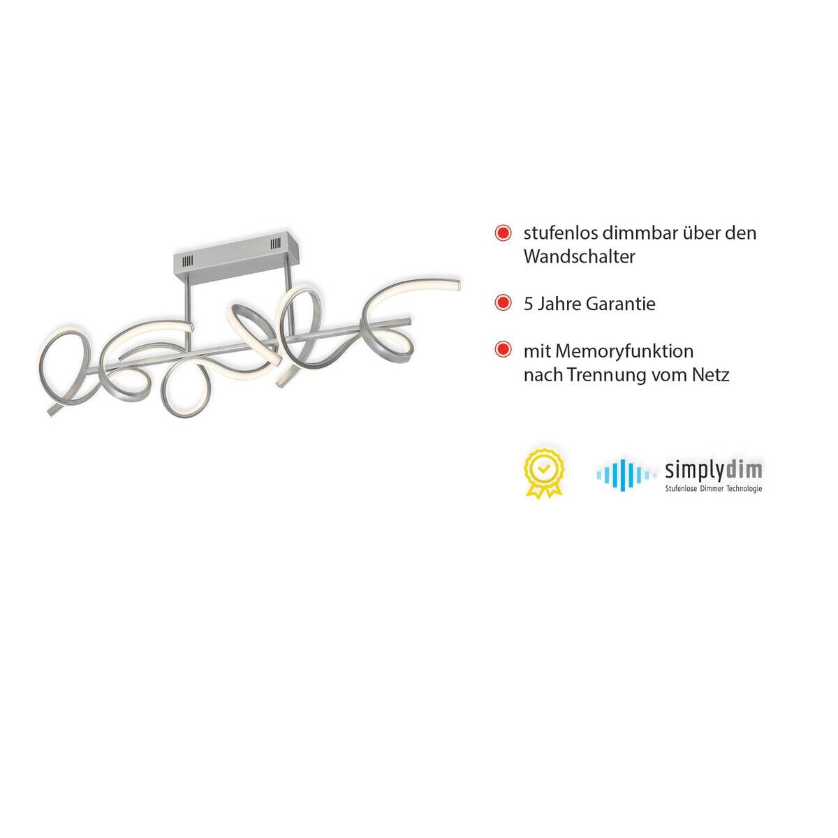 Just Light Deckenleuchte Curls silber Alu B/H/L: ca. 21x30x82 cm