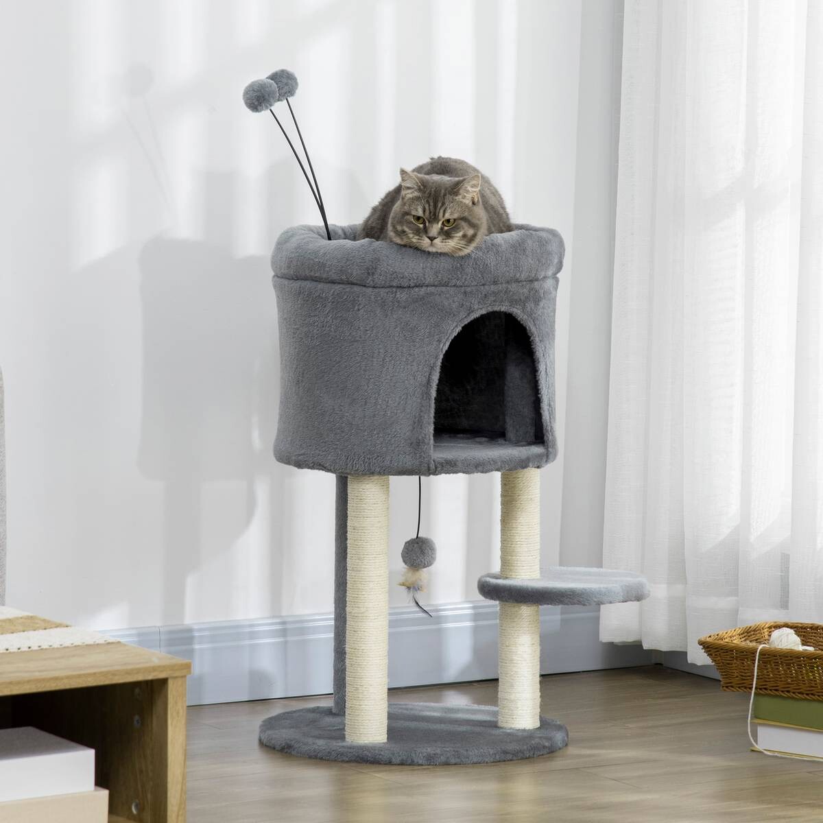PawHut Kratzbaum grau Polyester B/H/L: ca. 44,5x73,5x44,5 cm