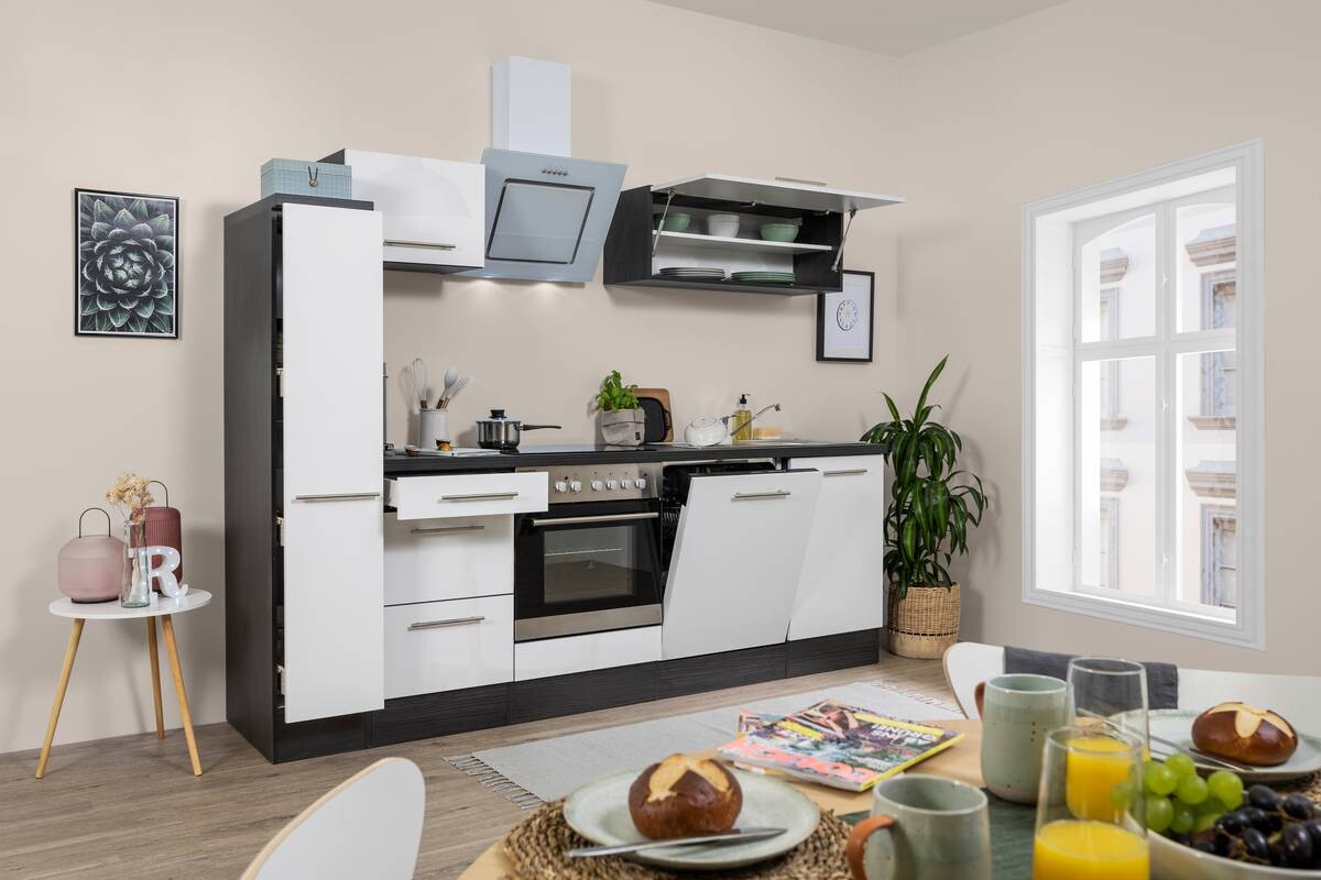 Respekta Küchenblock Amanda weiß Hochglanz B/H/T: ca. 250x200x60 cm