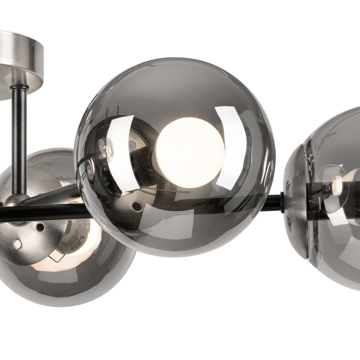 Lamkur Anbauleuchte Malena Chrom schwarz Glas Stahl B/H/L: ca. 64x20x64 cm E14 6 Brennstellen