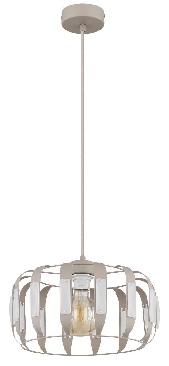GLOBO Pendelleuchte sand weiß Metall H/T: ca. 120x35 cm E27 1 Brennstellen