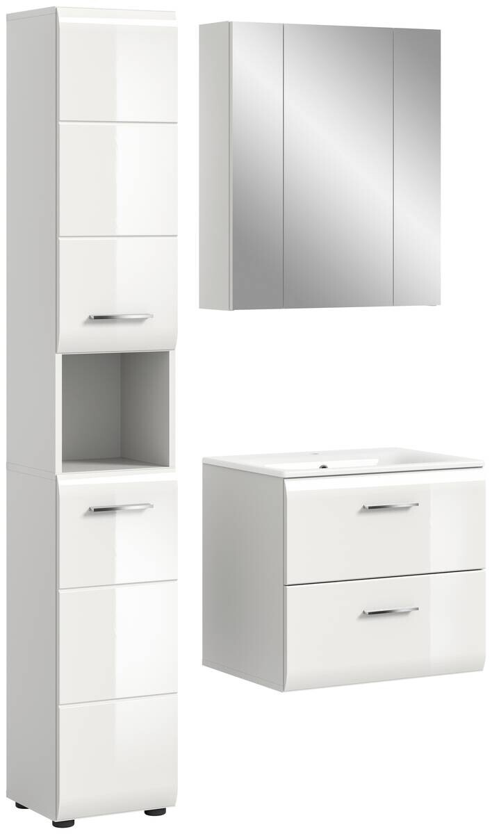 Badezimmer-Set Ice weiß weiß Hochglanz B/H/T: ca. 105x185x46 cm