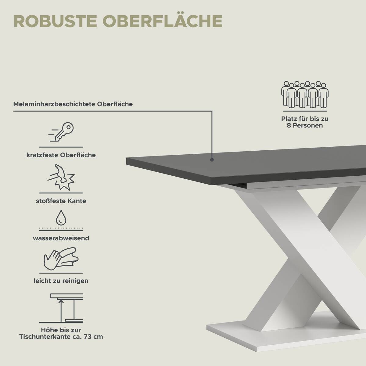Esstisch MOTION grau B/H/T: ca. 150x76x90 cm