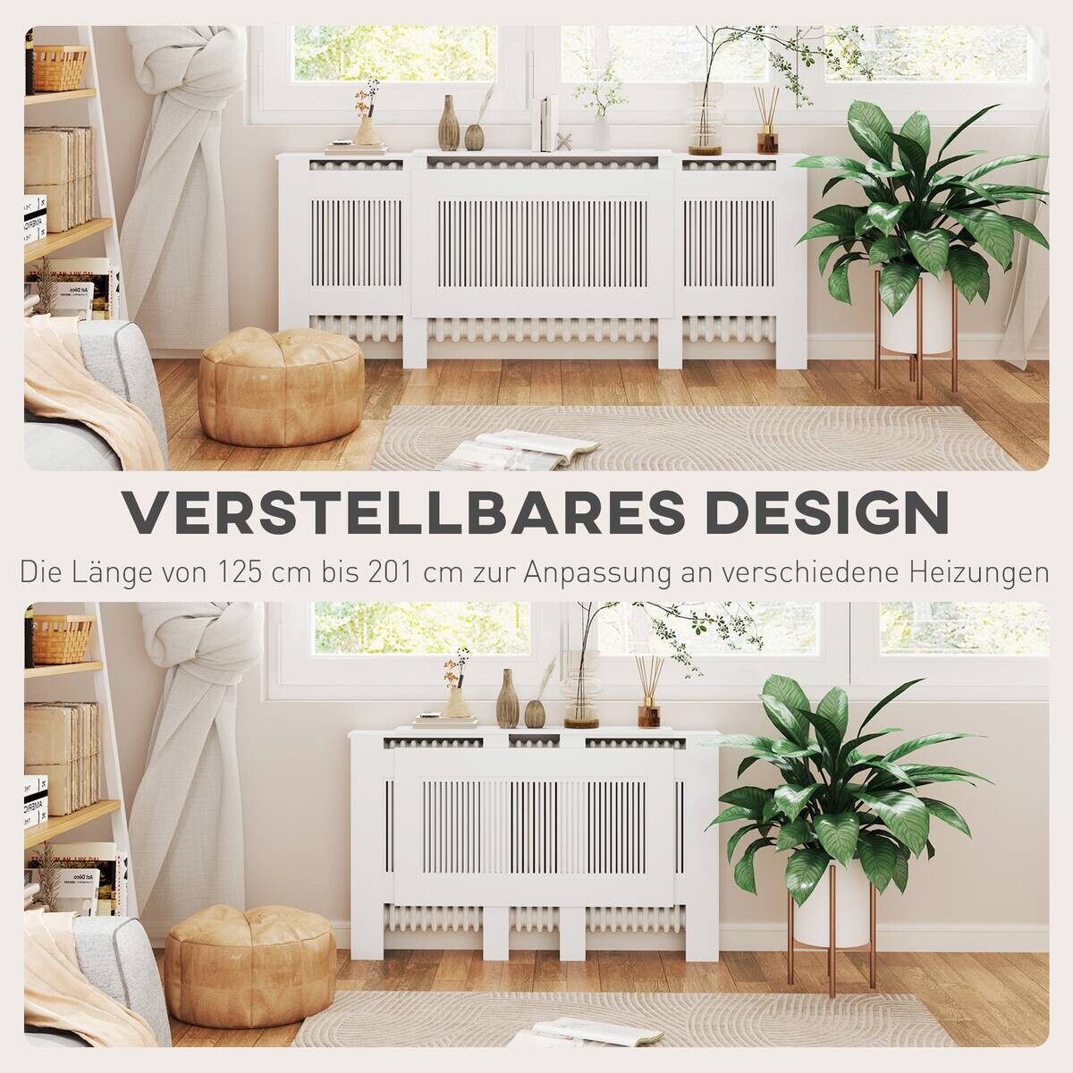 HOMCOM Heizkörperverkleidung weiß B/H/T: ca. 125x81,5x19 cm